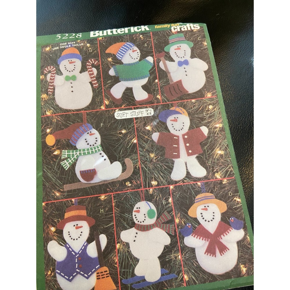 No-Sew CHRISTMAS ORNAMENTS PATTERN Butterick 5228 UNCUT 5" x 7" Ornaments